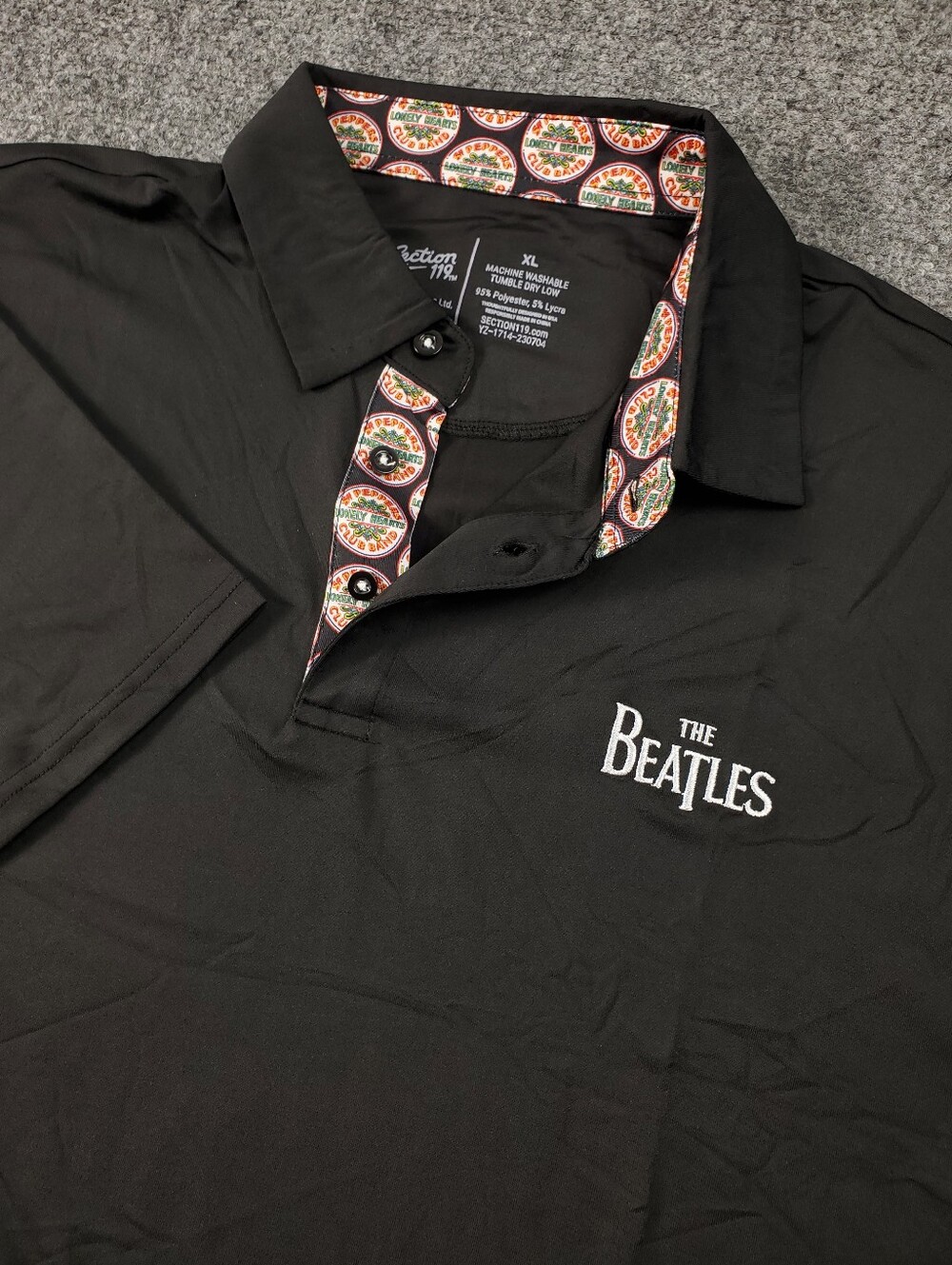 Section 119 The Beatles Polo Shirt Mens XL Performance Stretch Golf Black